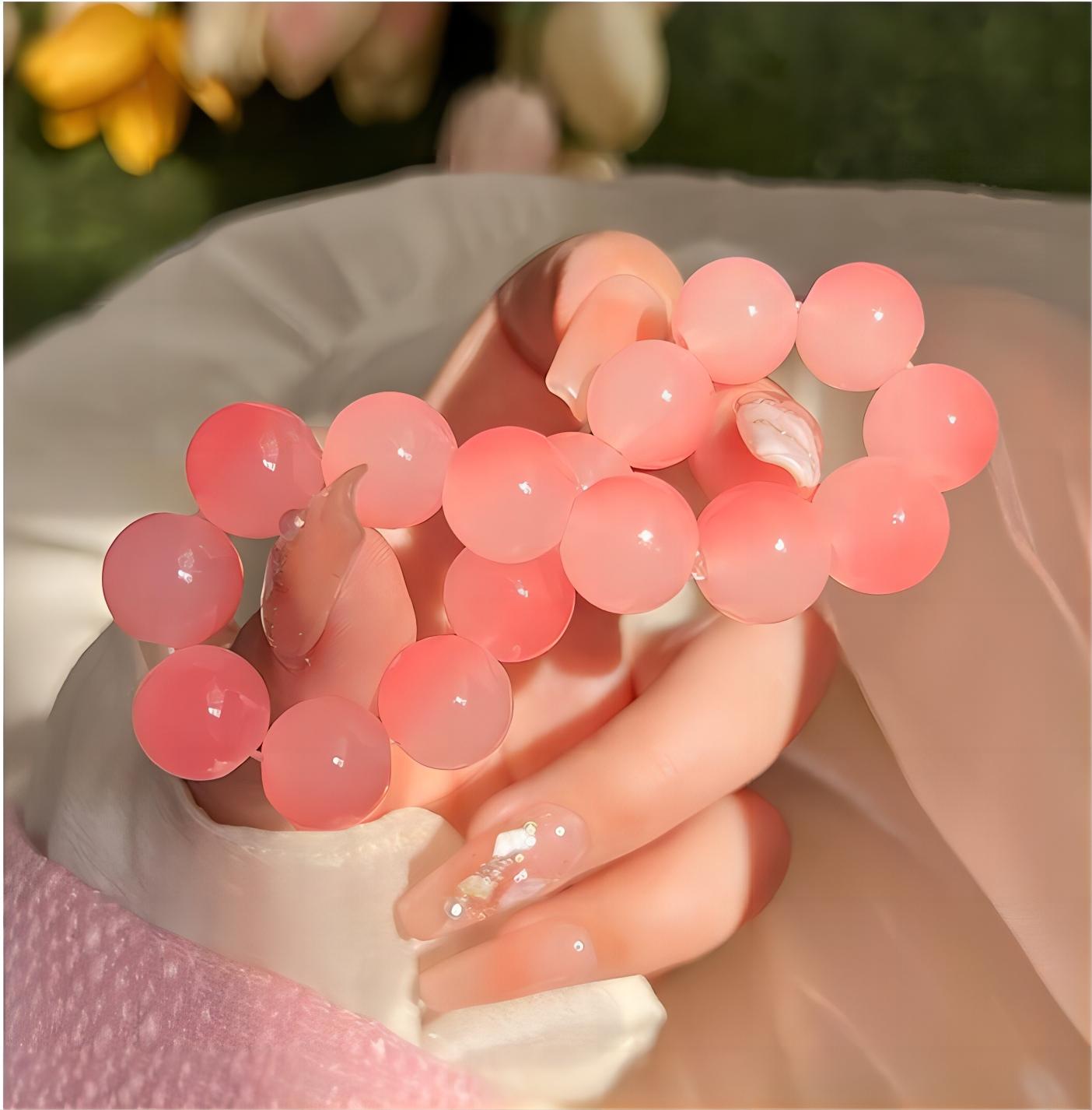 Ice transparent gradient bracelet 10mm 12mm dual color ice cracked bracelet student prayer beads