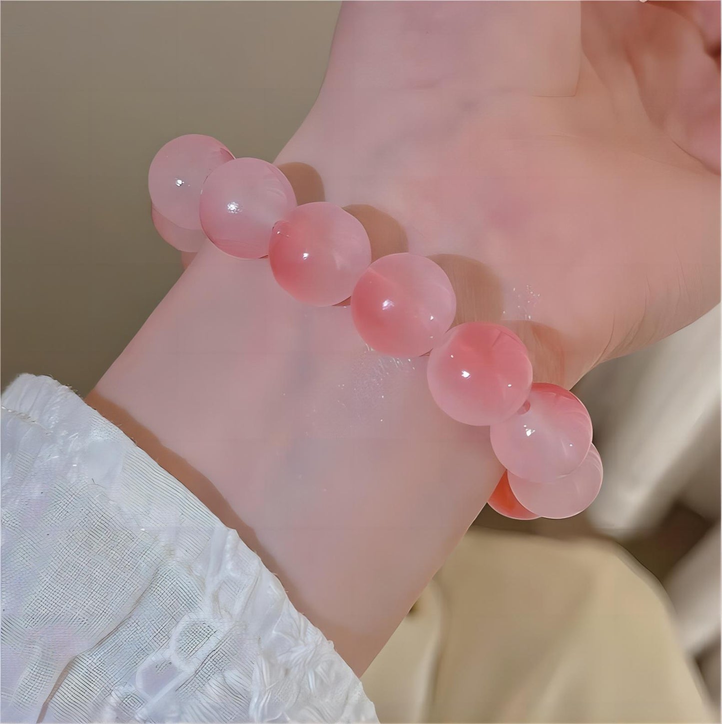 Ice transparent gradient bracelet 10mm 12mm dual color ice cracked bracelet student prayer beads