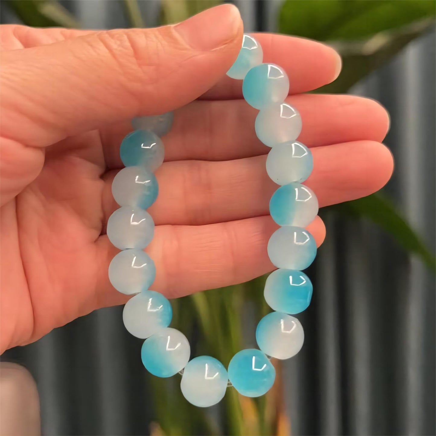 Ice transparent gradient bracelet 10mm 12mm dual color ice cracked bracelet student prayer beads