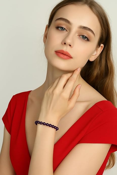 Amethyst Bracelet Violet Deep Amethyst Single Loop Bracelet Amethyst Jewelry Men's and Women's Birthday Gift