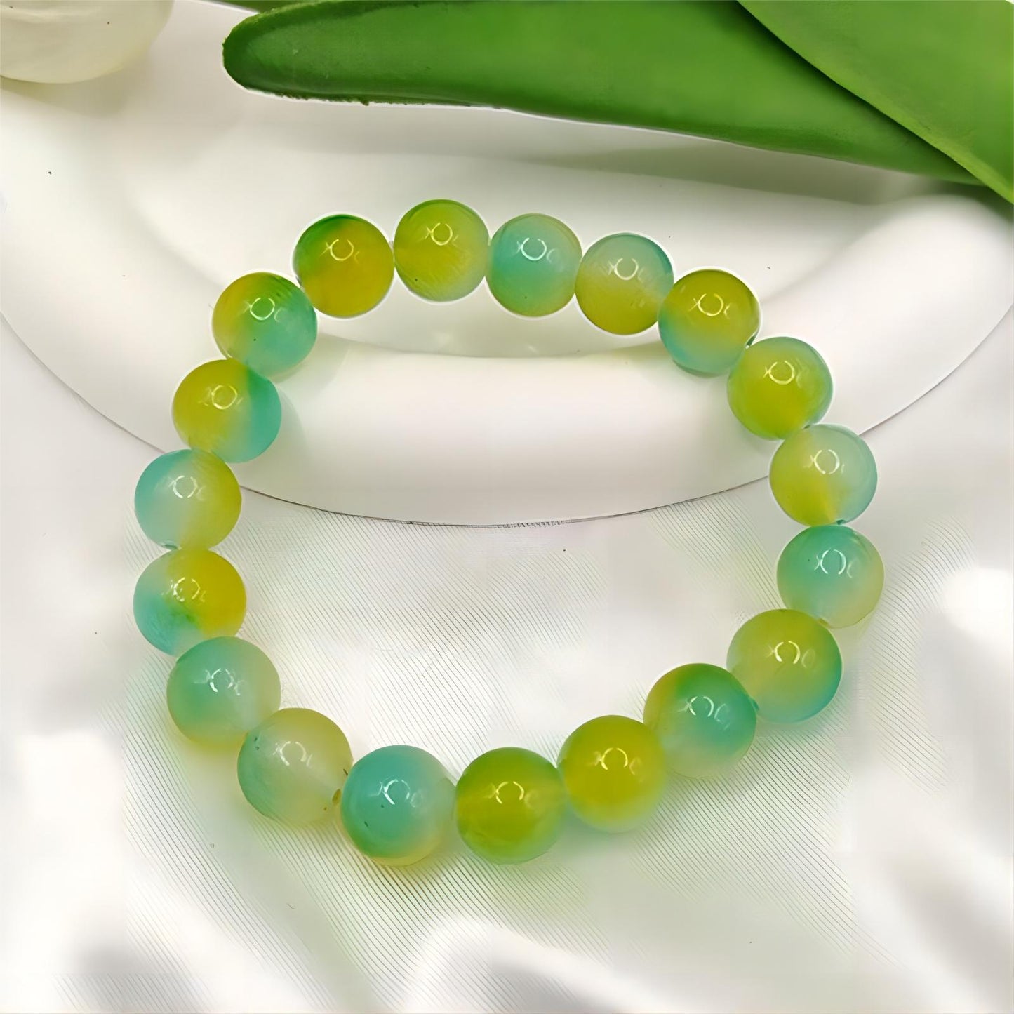 Ice transparent gradient bracelet 10mm 12mm dual color ice cracked bracelet student prayer beads