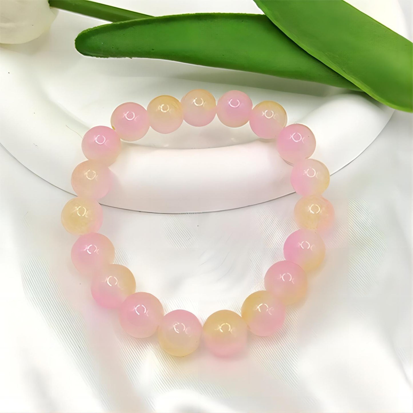 Ice transparent gradient bracelet 10mm 12mm dual color ice cracked bracelet student prayer beads